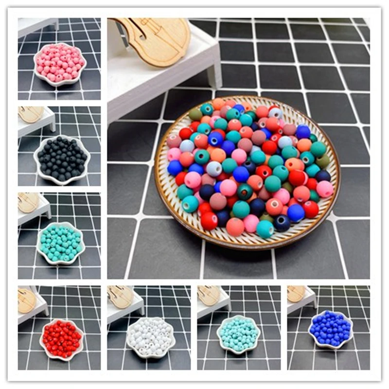 50pcs 8mm Solid Color Matte Beads Spacer Beads For Jewelry Making Handmade DIY Necklace Bracelet Jewelry Making