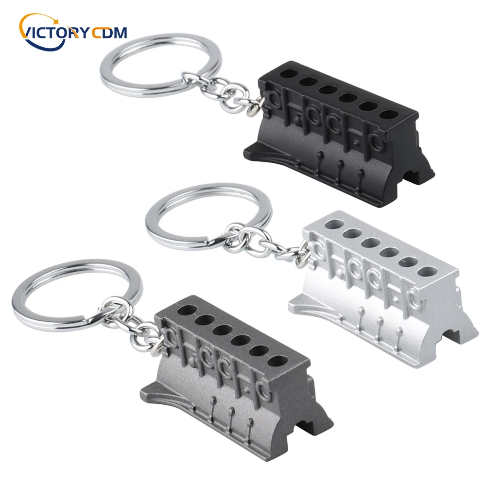 Metal Engine Block Keychain Six-cylinder Engine Body Keyring For BMW Nissan