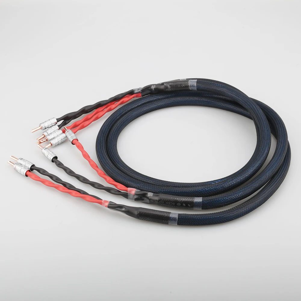 hi-end Copper Silver plated Speaker cable With CMC Gold plated Banana Connector hifi speaker cable