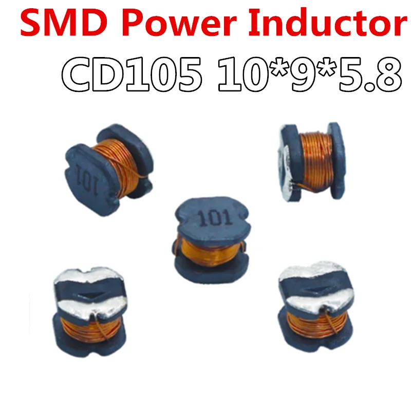 10pcs CD105 SMD Power Inductor 2.2 3.3 4.7 6.8 10 15 22 33 47 68 100 150 220 330 470 680UH 1MH 2R2 3R3 4R7 6R8 101 471 681 102