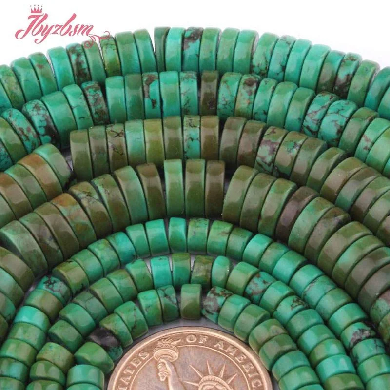 2x6,3x10,3x12mm Smooth Button Green Turquoises Natural Stone Beads For DIY Necklace Bracelets Jewelry Making 15\