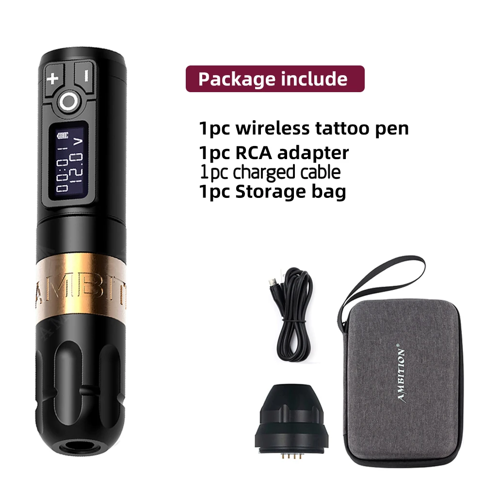 Ambitie Soldaat Draadloze Tattoo Machine Roterende Batterij Pen 2400mAh LED Digitaal Display Voor Body Art Met Draagbare Power Pack