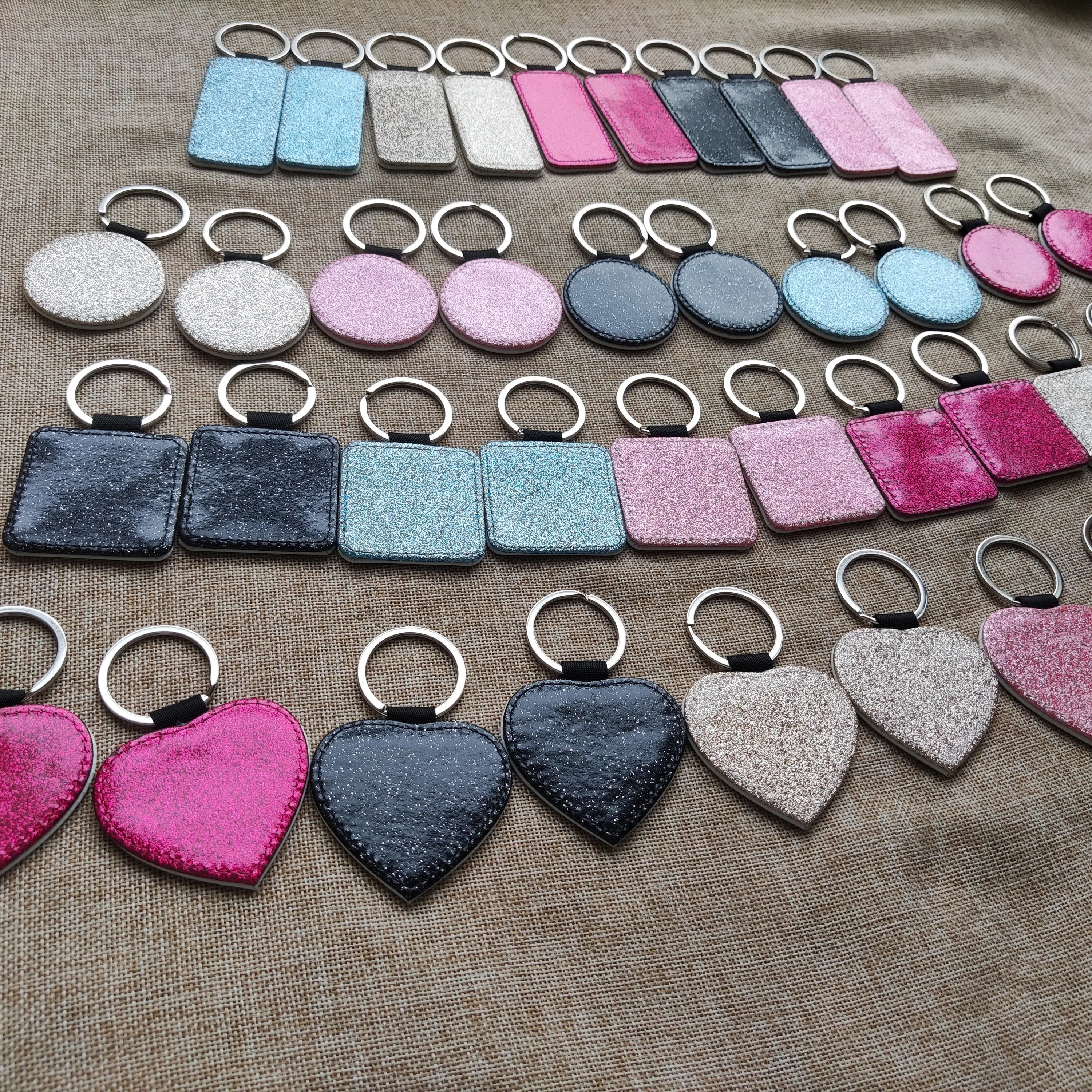 100 قطعة/الوحدة التسامي فارغة بلينغ الجلود قلادة العلامات سلسلة المفاتيح حلقة رئيسية لطباعة نقل الحبر التسامي #3