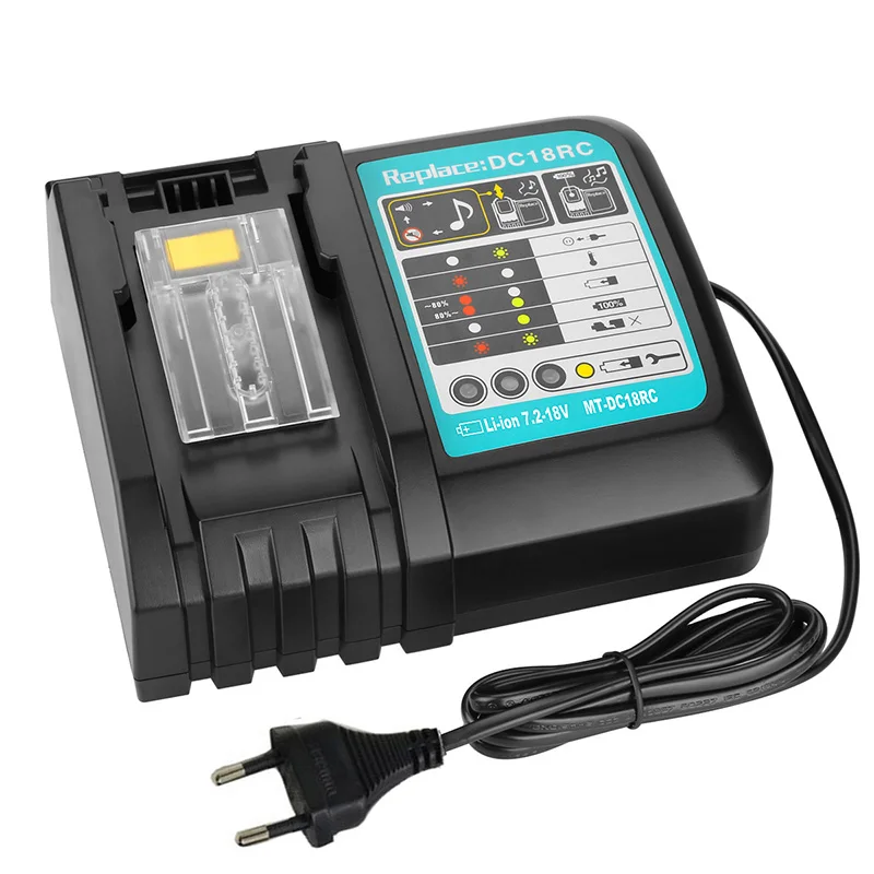 Li-Ionแบตเตอรี่Charger 3Aชาร์จCurrentสำหรับMakita 14.4V 18V Bl1830 Bl1430 Dc18Rc Dc18Raเครื่องมือDc18Rct Charge eu Plug