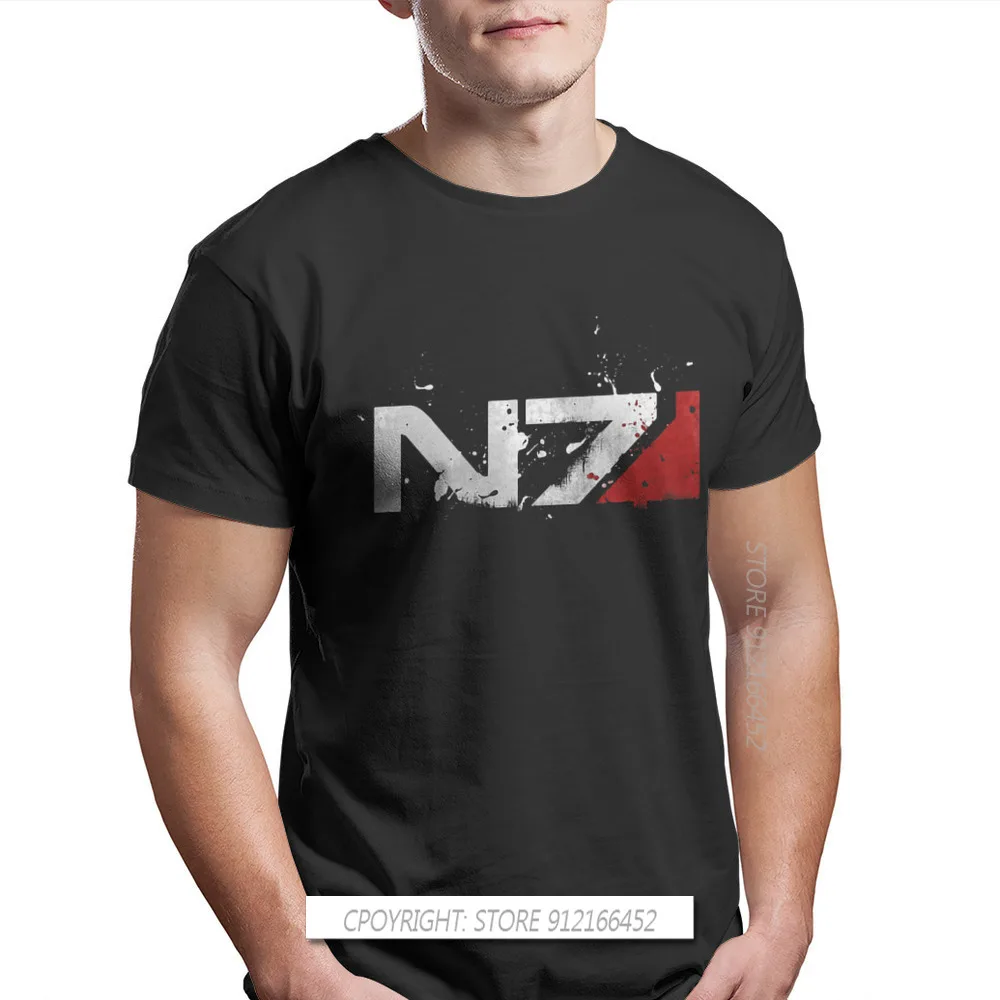 Distressed N7 Style TShirt Mass Effect Commander Shepard Asari Game Top Quality Novelty Graphic T Shirt Stuff Hot Sale