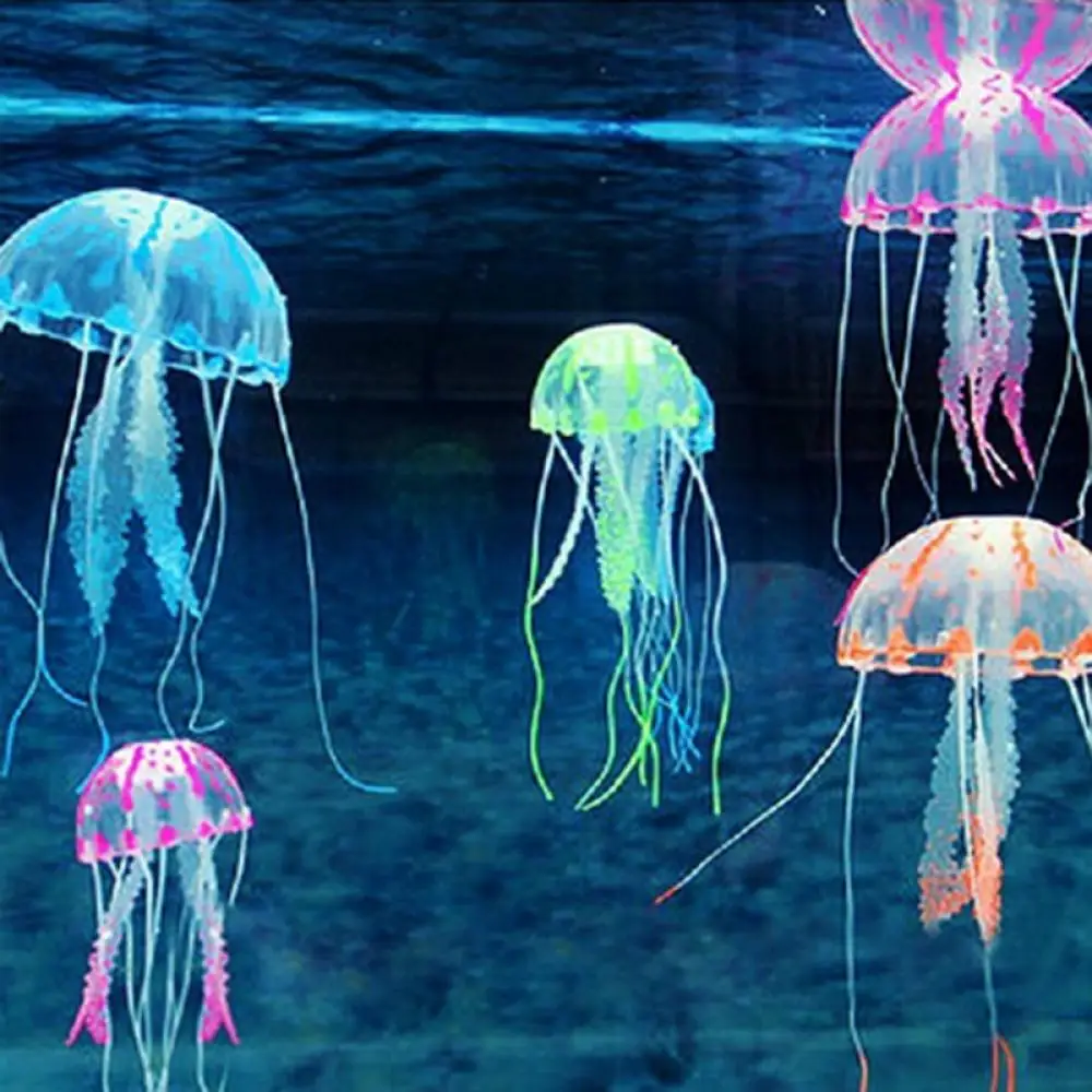 Artificial Swim Glowing Effect Jellyfish Aquarium Decoration Fish Tank Underwater Live Plant Luminous Ornament Aquatic Landscape