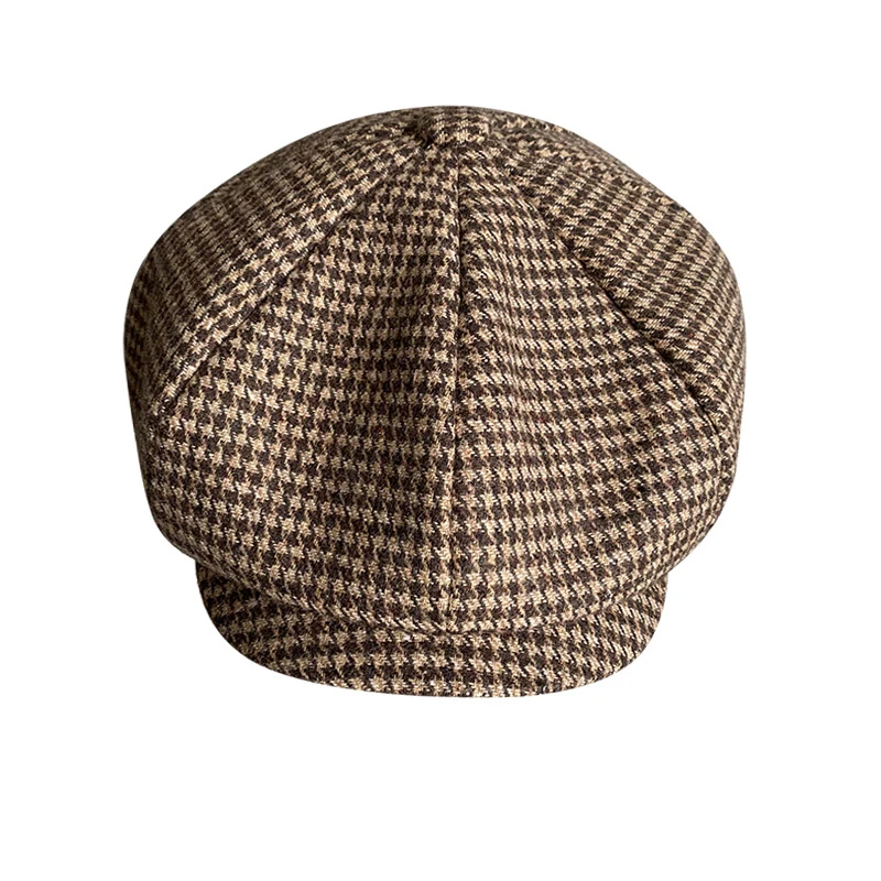 Retro Newsboy Cap Men Coffee Houndstooth Flat Caps Women Men British Painters Hat Soft Spring Autumn hats Octagonal Cap BLM394