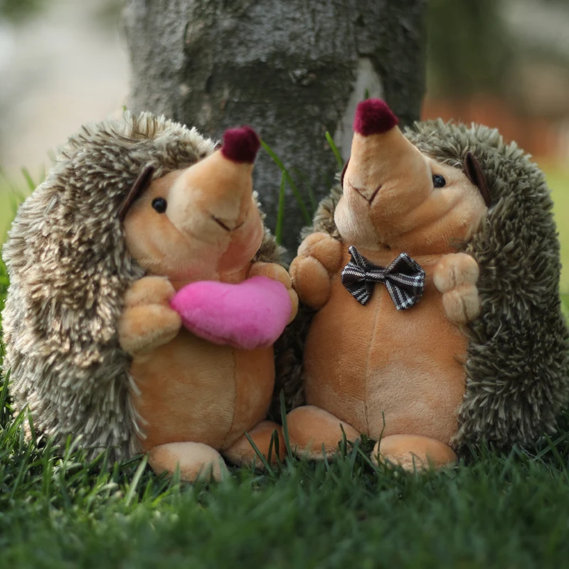 couple Hedgehog heart tie animal soft stuffed doll wedding gift cute plush toy girl boy birthday present 1pc