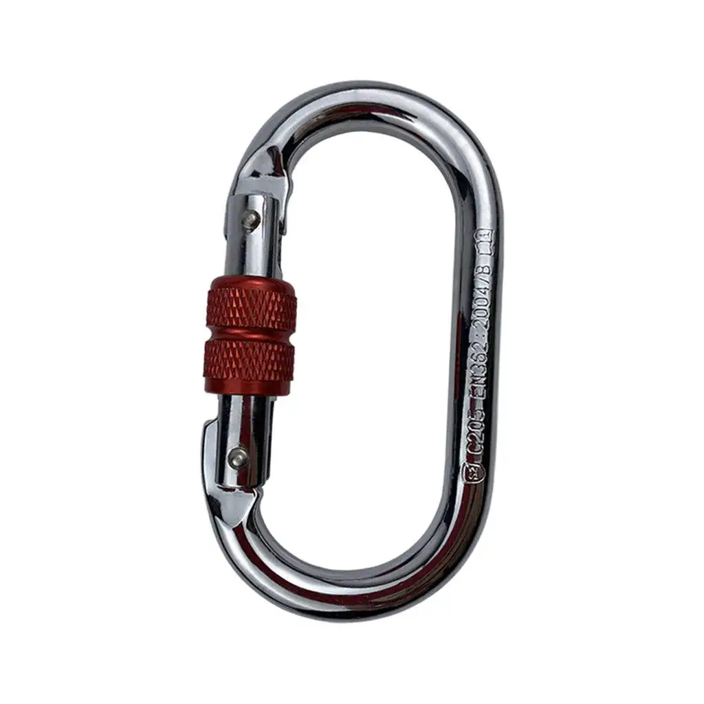 O-Shape Rock Climbing Carabiner, Screw Locking Hook 25kN 5600lb for Hammock Caving Gear