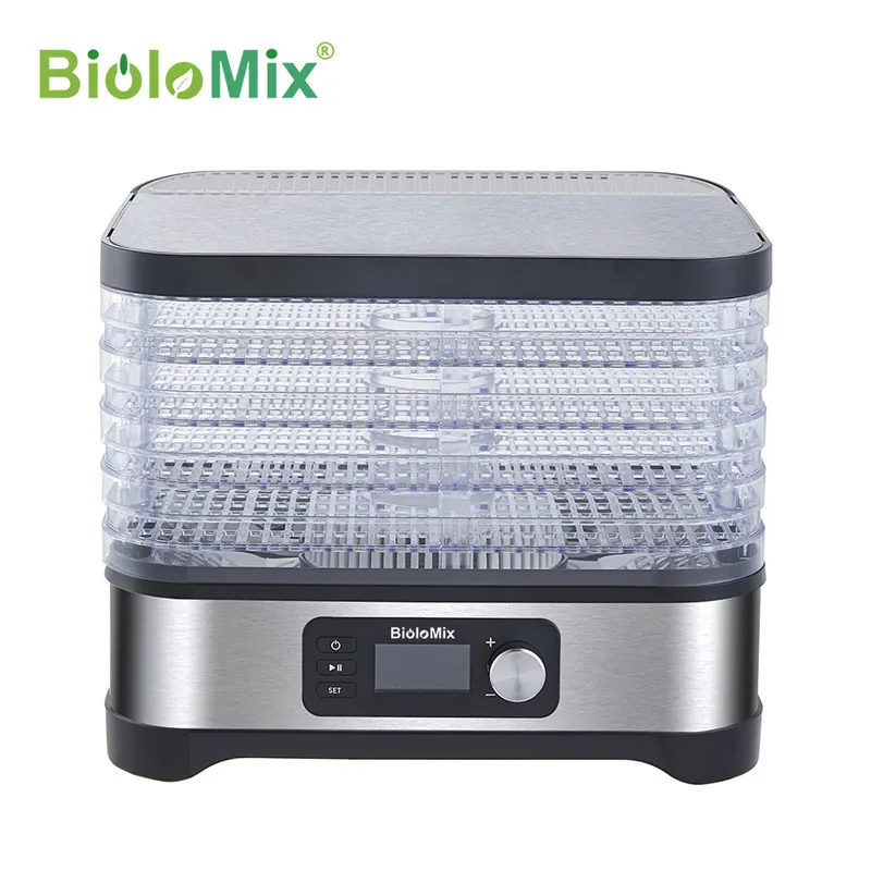 BioloMix Food Dehydrator 5Trays Temperature Control Vegetables Meat Dryer Digital Timer Food And Fruit Dehydrator Drying Machine