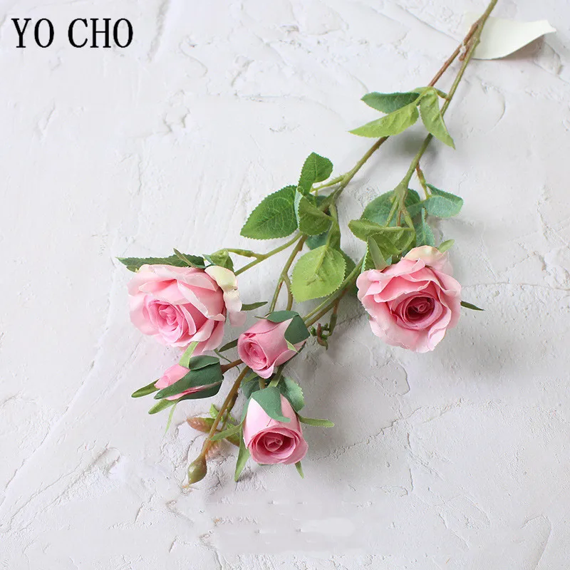 5-Kopf-/Bündel, künstliche Blumen, Seidenrose, langer Zweig, Blumenstrauß für Hochzeit, Heimdekoration, künstliche Pflanzen, DIY-Kranz-Zubehör – Detail 17