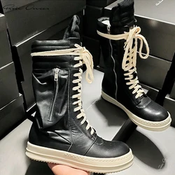 High Street R0  High Top Boots Women Boots Men's Shoes Leather Sneaker Couple Casual Sneaker Workwear Plus Velvet Pink Shoe