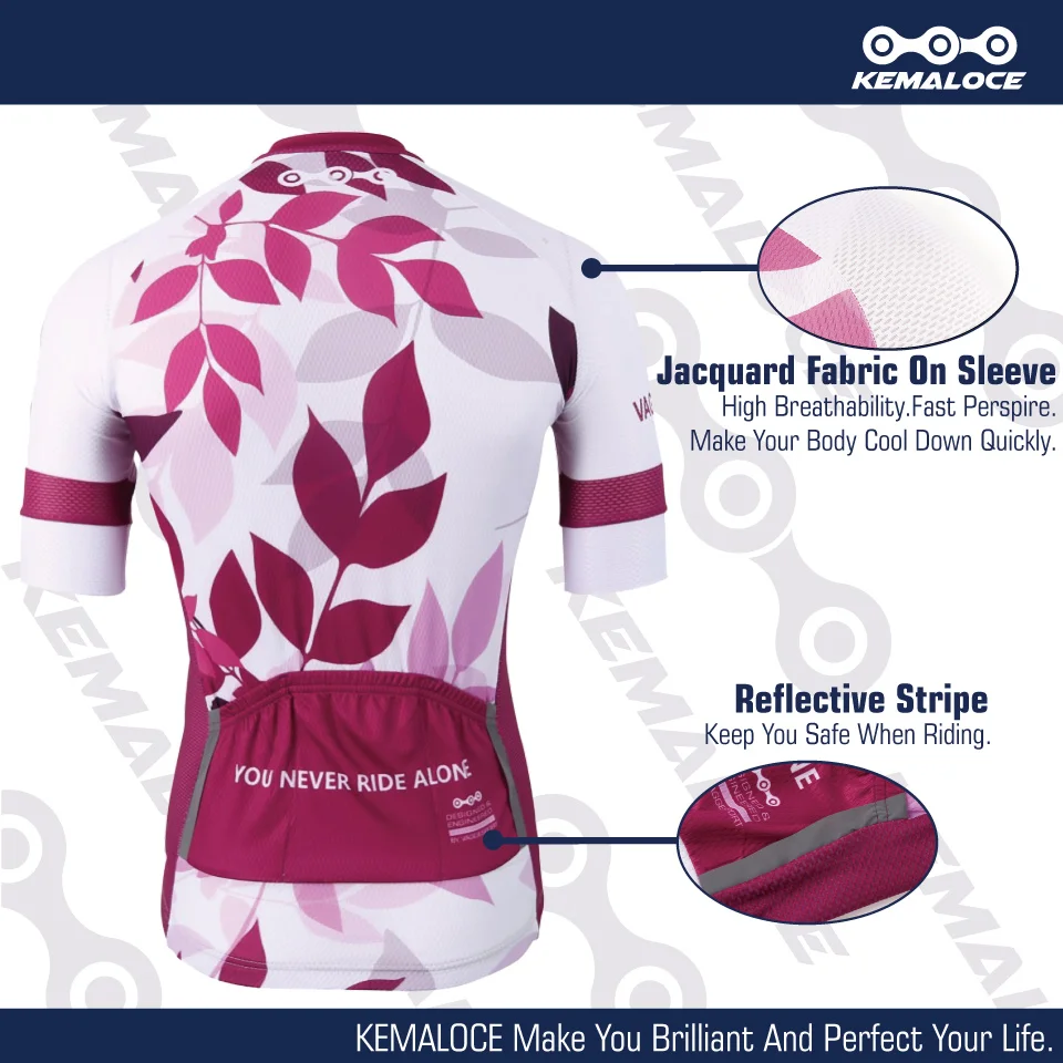 KEMALOCE Women Cycling Jersey Eco-friendly Special Pink Bicycle Wear Sport Lady Purple Bike Shirts Outdoor Female Girl Apparel
