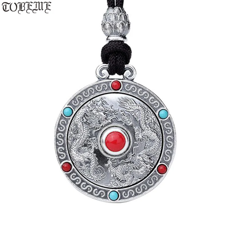 

100% 999 Silver Dragon Pendant Necklace Real Silver Power Dragon Good Luck Necklace Lucky Dragon Pendant Necklace PUNK Jewelry