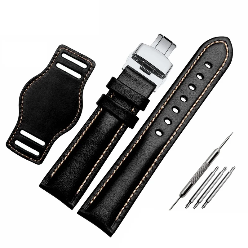 The first layer cowhide Genuine leather bracelet 18mm 20mm 21mm 22mm watch strap matte watchband With mat Wine wristwatches band