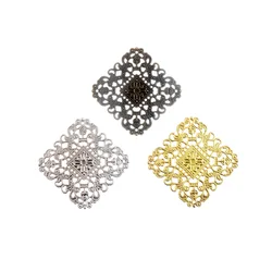 Retail 10Pcs Ancient Bronze Filigree Square Wraps Connectors Jewelry Findings Connectors 40x40mm F0697