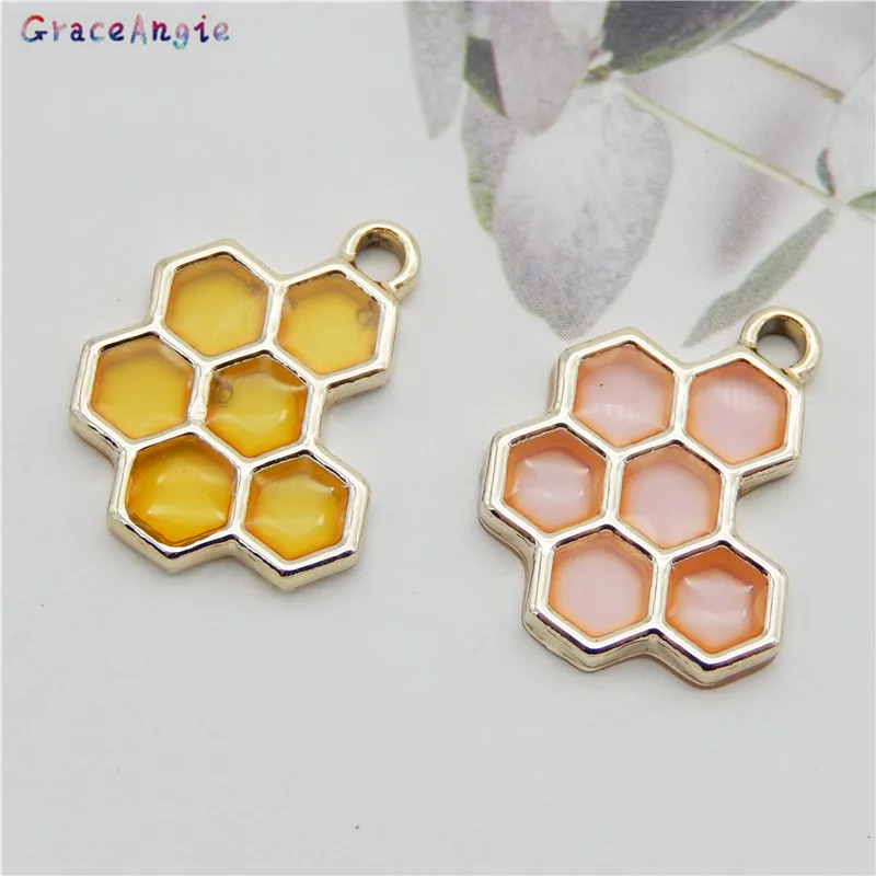 6pcs/lot Enamel Pendant Hoey Comb charms Bees Necklace Earring Jewelry Making Personality Charm Handmade Keychain Jewelry Gift