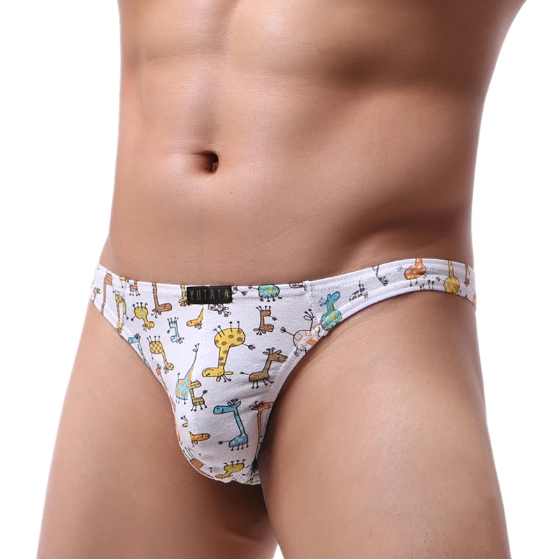 Sexy Men Underwear Print Mens Thongs G Strings Cotton Men Briefs Jockstrap Tanga Hombre Bikini G String Homme Male Lingerie