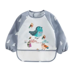 Baby Kids Toddler Long Sleeve Scarf Waterproof Art Smock Feeding Bib Apron Pocket Infant Boys Girls Burp Cloth Banana Bibs