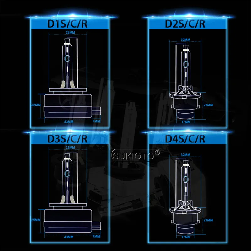 2PCS SUKIOTO GENUINE D1S 55W HID Xenon Headlight Bulb 66140 66144 85410 85415 35W D3S HID Light D2S D2R D4R D4S Xenon HID Lamps - Image 4