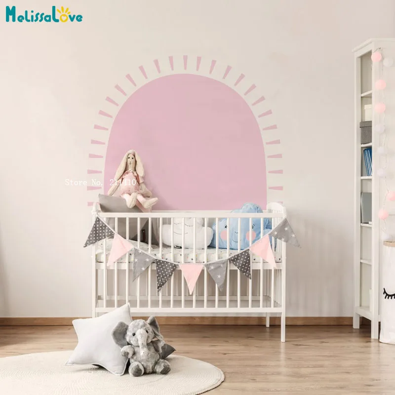 Half Sun Boho Wall Decals Abstract Scandinavian Nursery Kids Playroom Decor Neutral Above Over Bed Stickers Lovely YT6515