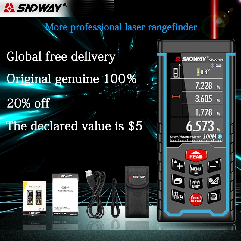 

Sndway laser rangefinder distance meter 40m 50m 70m 100m 120m electronic roulette digital trena laser tape measure range finder