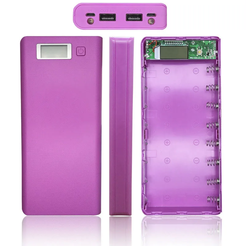 2020 New DIY 8pcs 18650 3.7V Li-ion Battery Powerbank With Two USB Output LCD Display for Phone Charger Without Battery