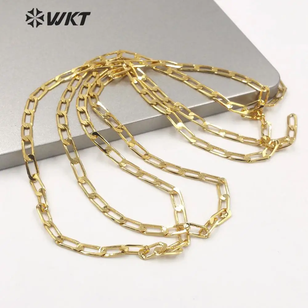 BC153  Wholesale Cheap Link Chain Brass With Gold Eletroplated Fade-proof Brass Chain For Necklace Making