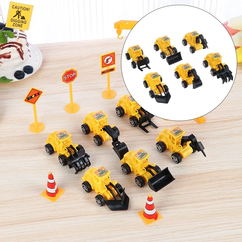 Theme Party Birthday Cupcake Topper Road Sign Cake Topper Construction Crane