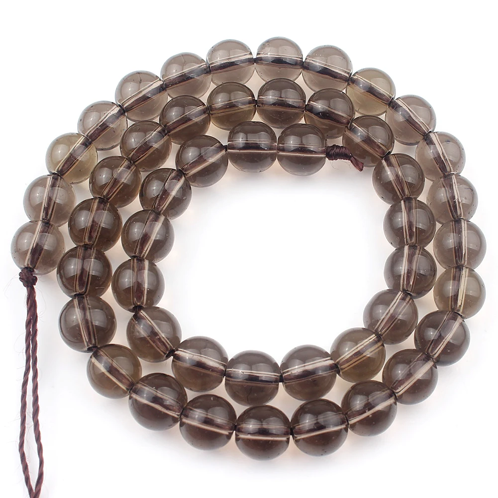 Natural Smoky Quartzs Crystal Stone Beads Round Loose Bead For Jewelry Making DIY Bracelet Necklace 15\'\' Pick Size 4/6/8/10/12mm