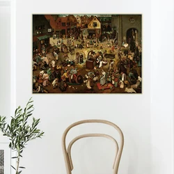 Citon Bruegel Pieter《The Fight Between Carnival and Lent》Canvas Oil Painting Poster Picture Wall Decor Home Interior Decoration