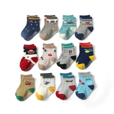 Cartoon children's socks anti-slip socks 0-3-5 years old baby socks wholesale 5pair 2pair 1pair