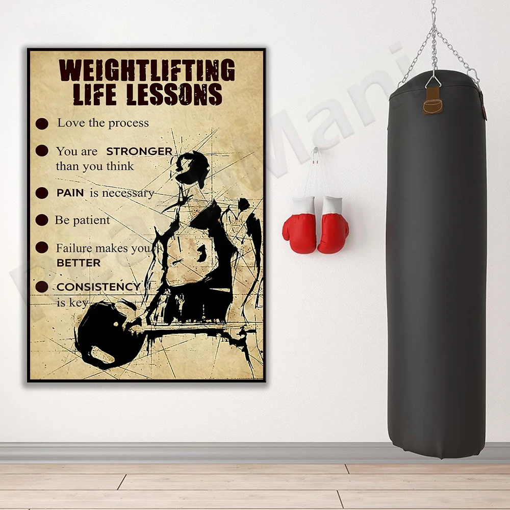 Weightlifting life lesson posters, bodybuilding weightlifting prints, gym inspirational posters, gifts for sports lovers