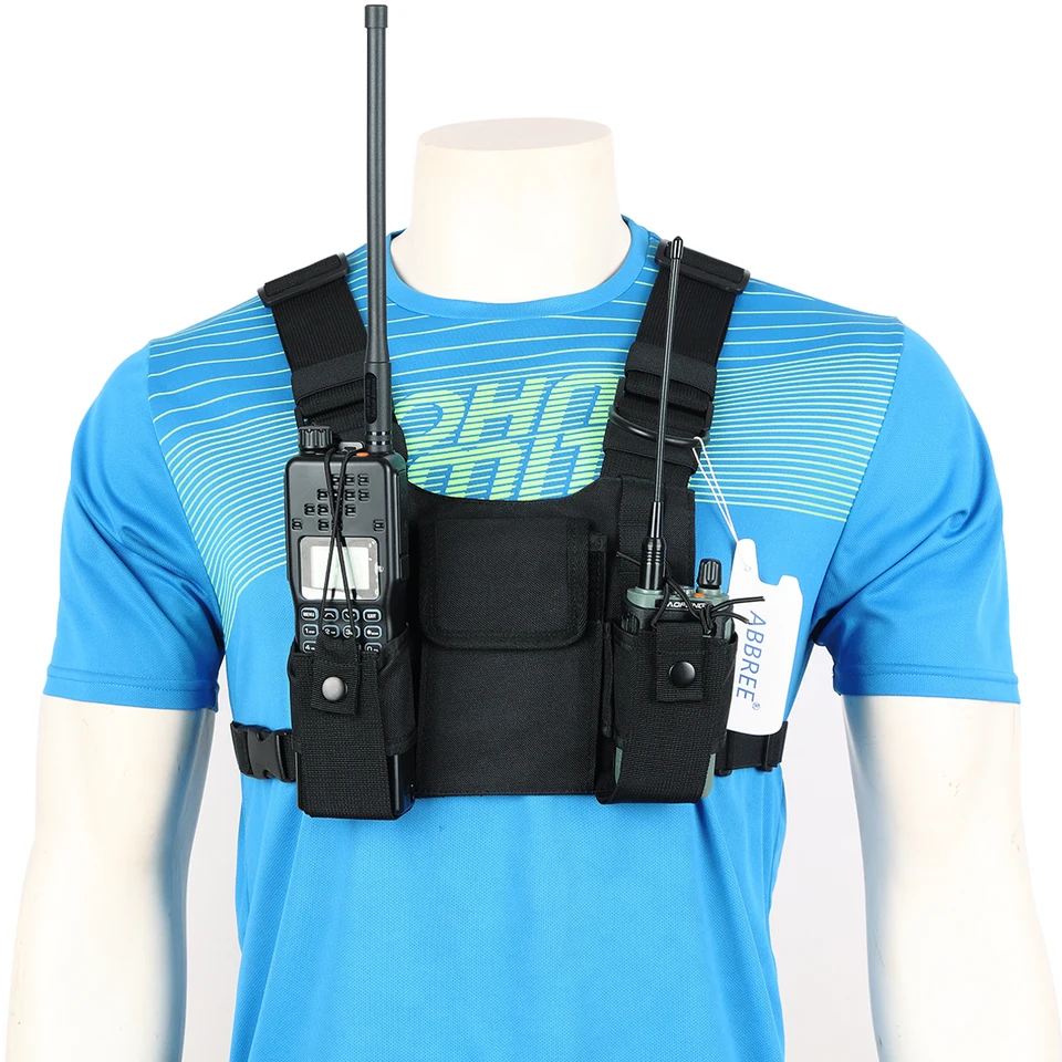 Nylon Two Way Radio Pouch Chest Front Pack Pocket Walkie Talkie