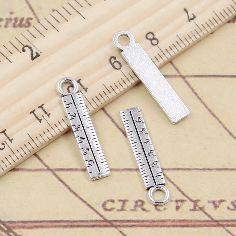 20 sztuk Charms narzędzia władca reguła 24x5mm tybetański posrebrzane wisiorki antyczna biżuteria Making DIY Handmade Craft