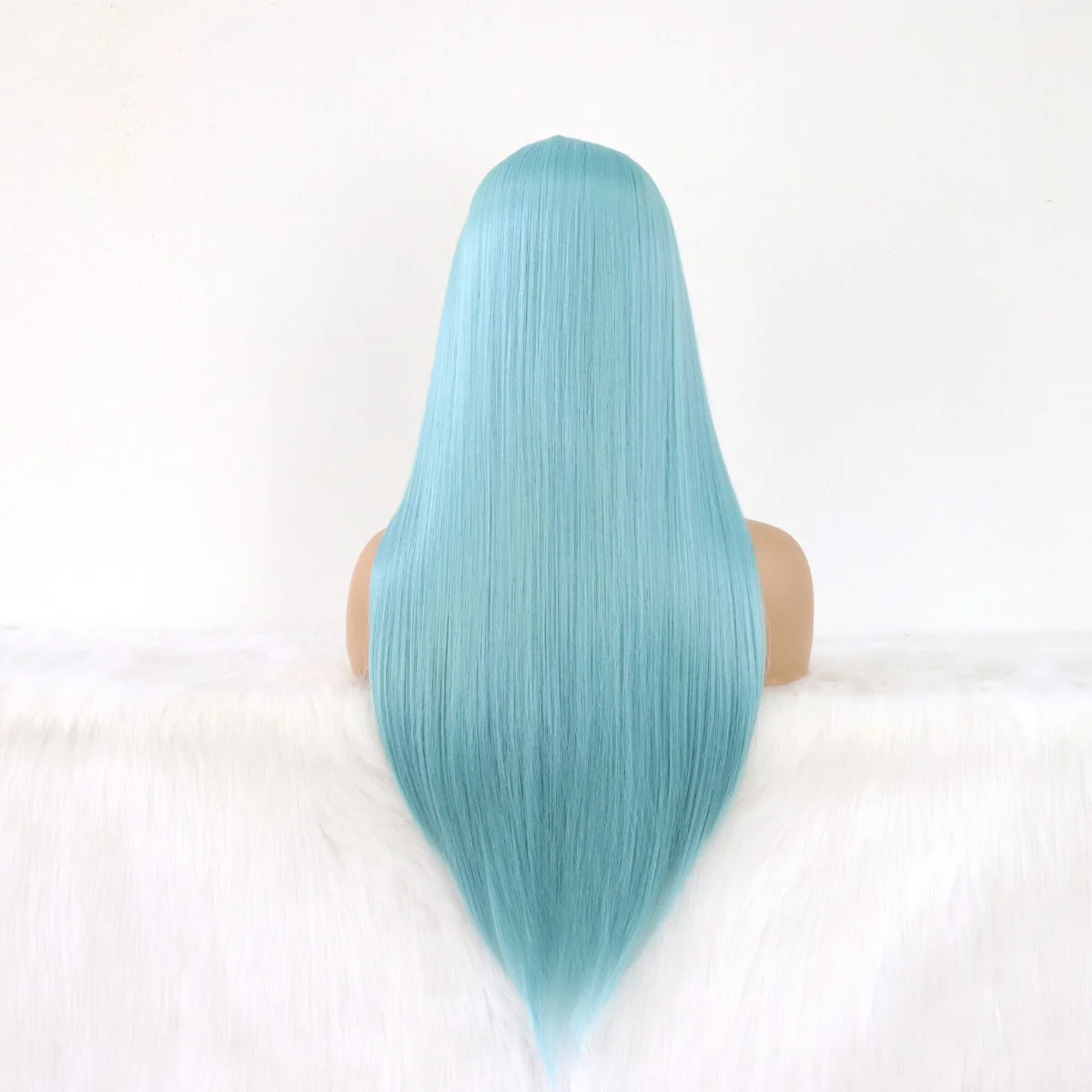 Light Blue Lace Wig Long Straight Hair Wigs Heat Resistant Fiber Hair Glueless Synthetic Lace Wigs