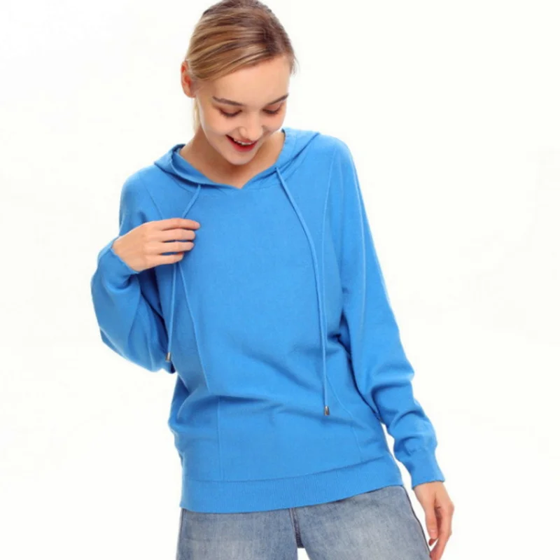 Felpa con cappuccio Casual da donna in maglia con cappuccio felpe con cappuccio Pullover Hip Hop da donna per Femme Wool Blended uc431