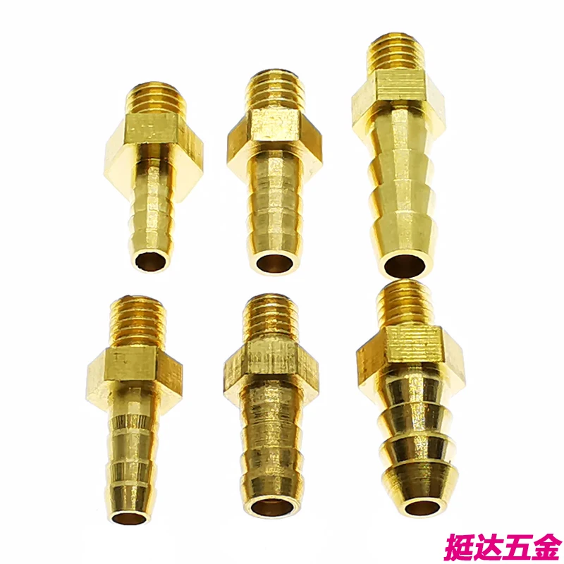 Mini Pagoda Pipe Fittings Male thread M5 M6 M8 Brass 4 5 6 8 mm Barb Hose Leather Tube Trachea Connector