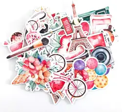 34Pcs Vintage Paris Travel Stickers Decals for Laptops and Water Bottles - Stickers for Scrapbook and Journal