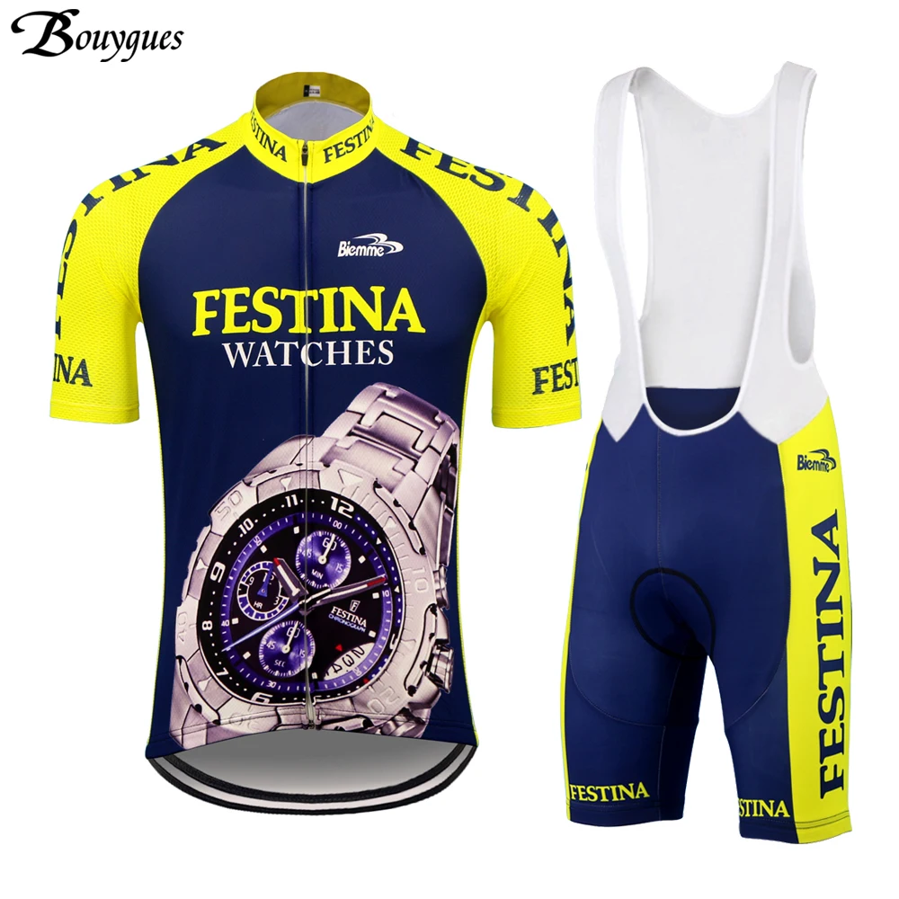 Spanish Brand men\'s Cycling Jersey set Short sleeve retro racing Sport biking wear bicycling Clothing Blue Mtb Ciclismo Maillot