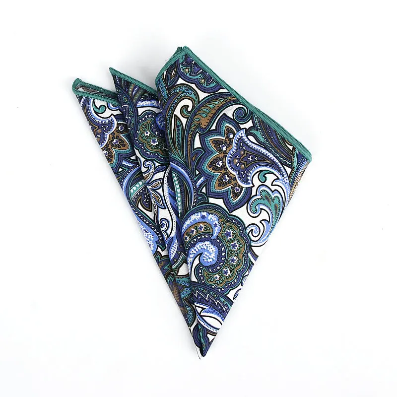 Brand New Style Men's Vintage Hankerchief Scarves Flower Cotton Hankies Men's Pocket Square Handkerchiefs Rose Flower Paisley