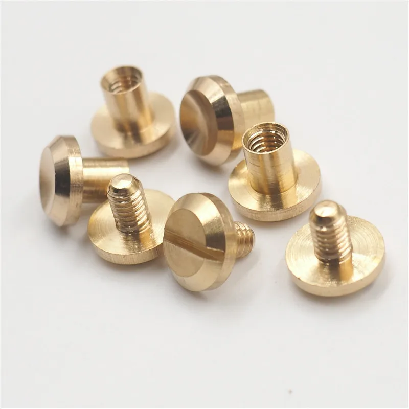 10pcs Concave Wallet Bag Chicago Brass Belt Screw Rivet Handmade Fastener Garment Leather Craft Hardware