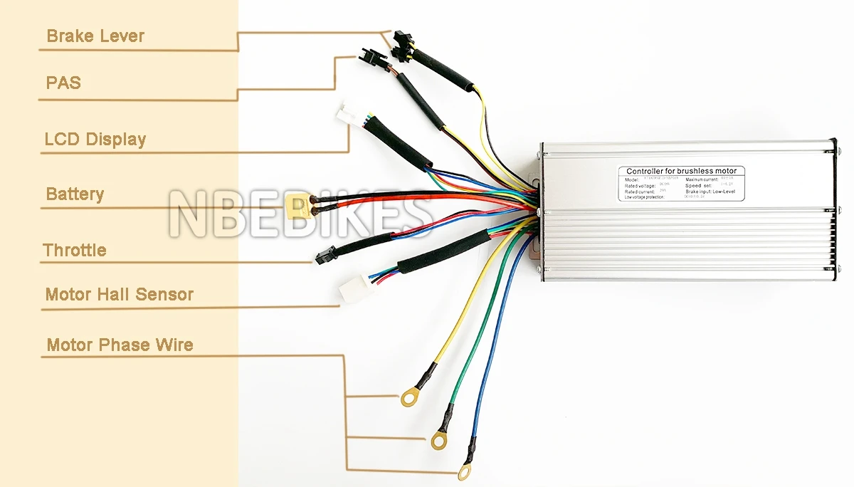 US Stock NBpower KT-LCD8H Color Display 52V40A Controller Rear Dropout 135mm Front Dropout 100mm 52v 2000W Ebike Motor Kit