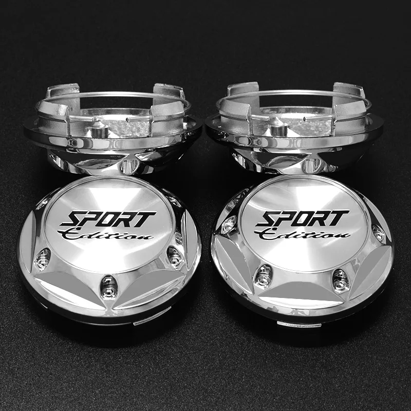 4pcs 68mm with Metal Aluminum SPORT Edition Logo Car Wheel Center Hub Cap Rim Refit Creative Badge Decoration Hubcap Dust Cover