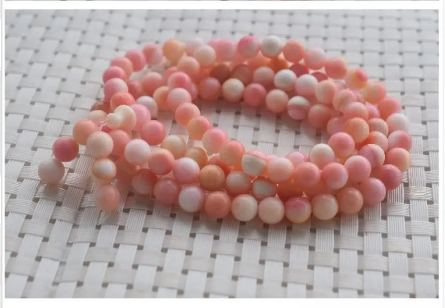 8mm beautiful Pink tridacna Mala bead Bracelet giant clam Mala 108 Bead Bangle Necklace Amulet