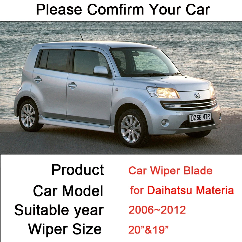 for Daihatsu Materia Coo Subaru Dex 2006~2012 Two Frameless Rubber Wiper Snow Scraping Front Windshield Brushes Car Accessories