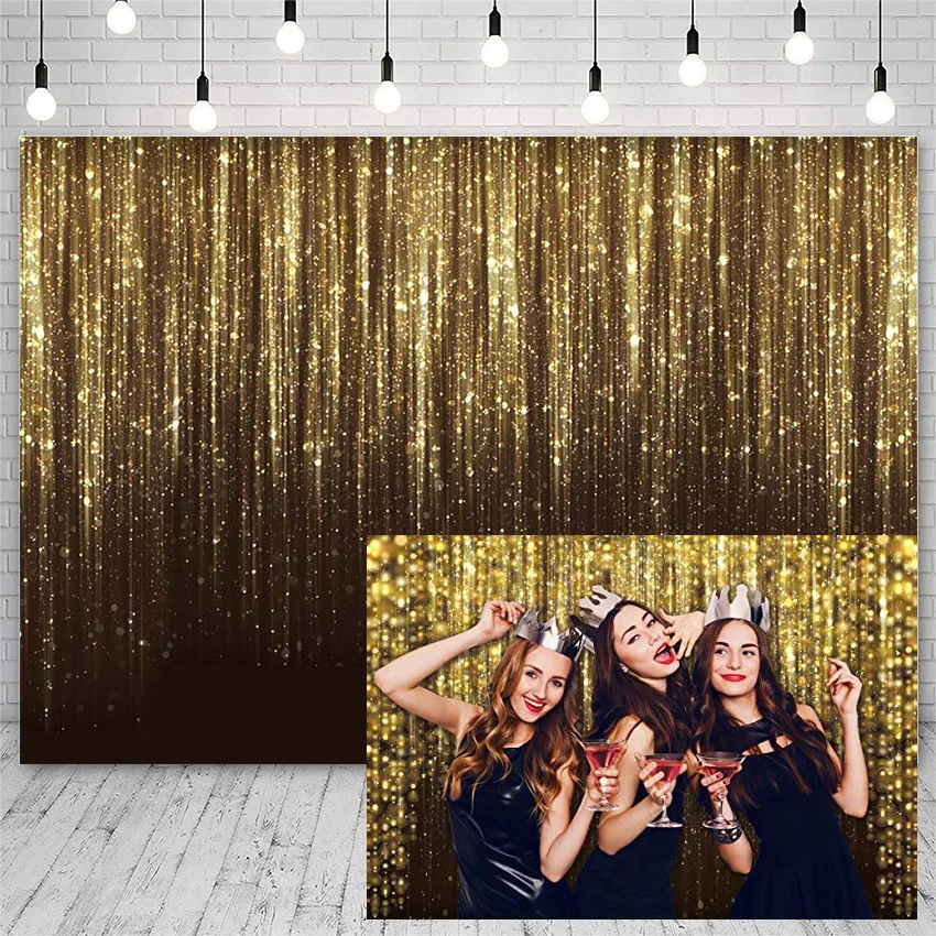 Avezano Backdrops Birthday Party Black Gold Glitter Balloon Decoration Banner Photographic Background For Photo Studio Photozone