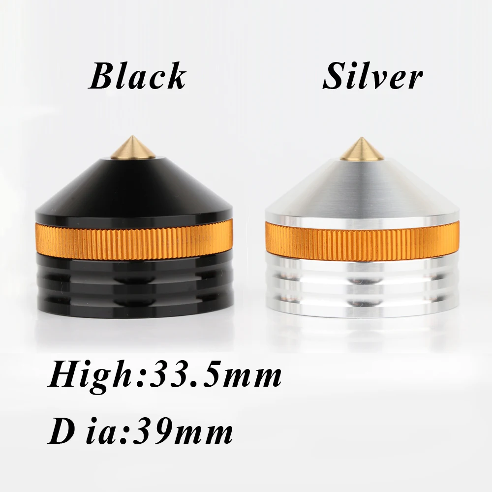 

SP3933 39-33MM Silver Aluminum alloy Brass head Speaker Spike Cone Pad Isolation Base Feet Pads Audio Hifi Tube Amplifier CD