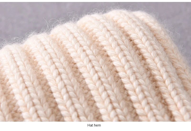 Winter-Seidensatin-gefütterte Beanie-Mütze für Damen und Herren, Unisex, dicke, klobige Mütze, gestreift, warm, weich, hochwertige Kaschmir-Strickmütze – Detail 20