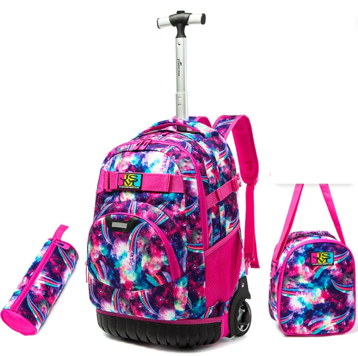 Children Travel Trolley Bags for Teenagers Travel Rolling Luggage For Boys Kids 18 Inch School Trolley Bag Wheeled Backpack Bag